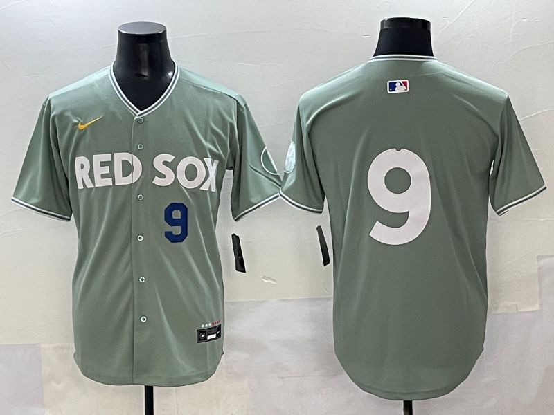 Men 2025 Boston Red Sox 9 No Name Light Green Joint Name Nike MLB Jersey style 3